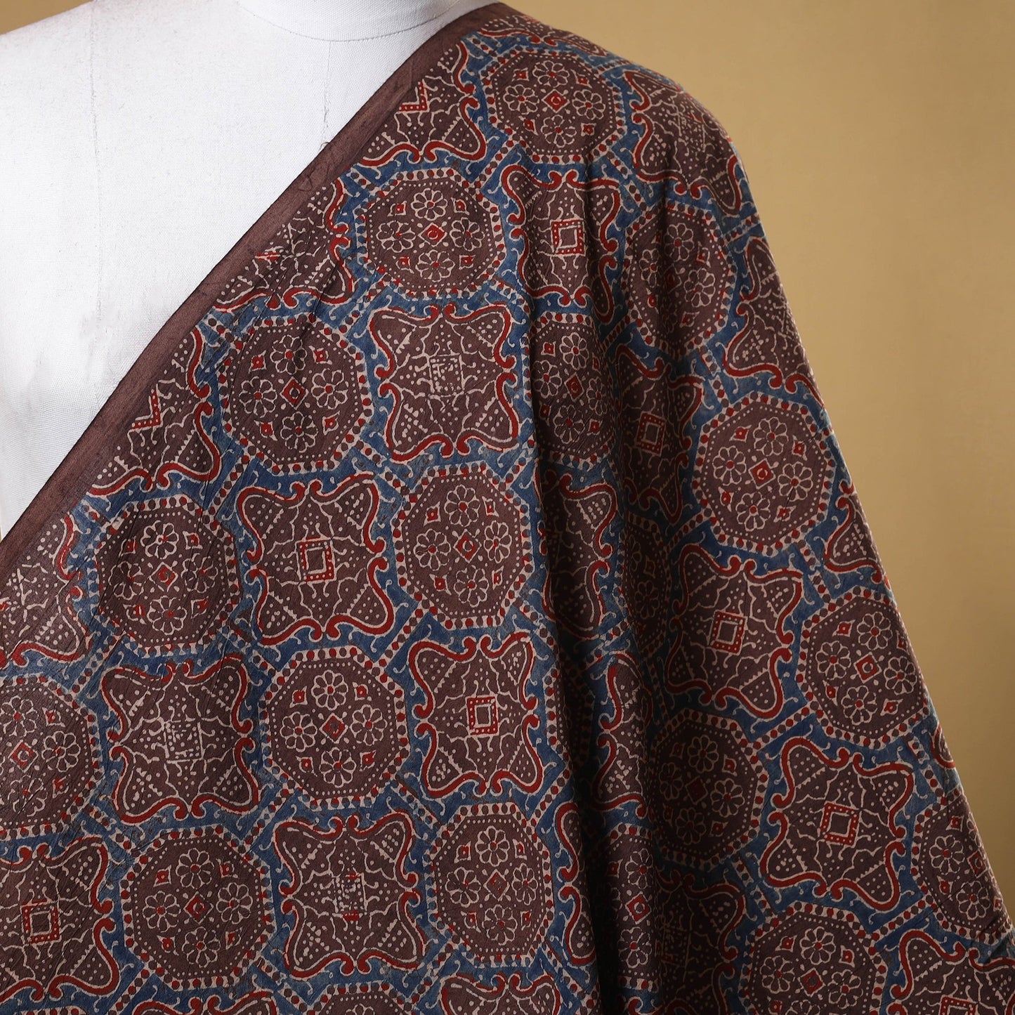 Brown - natural dyed cotton fabric 71 - handcrafted