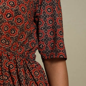 Brown - natural dyed cotton fit & flare dress 05