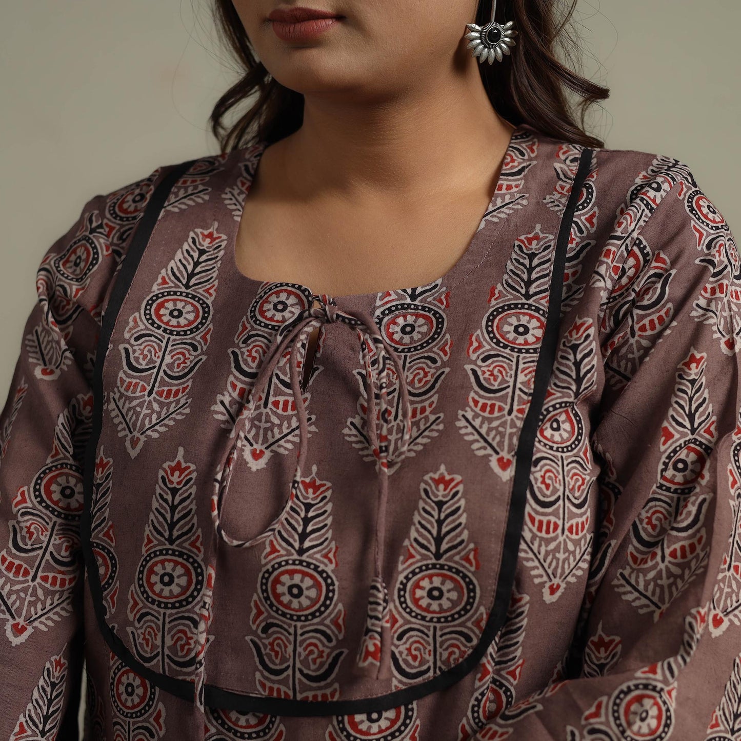 Natural dyed cotton flared dress 13 - handcrafted