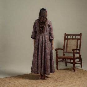 Natural dyed cotton flared dress 13 - handcrafted