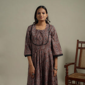 Natural dyed cotton flared dress 13 - handcrafted