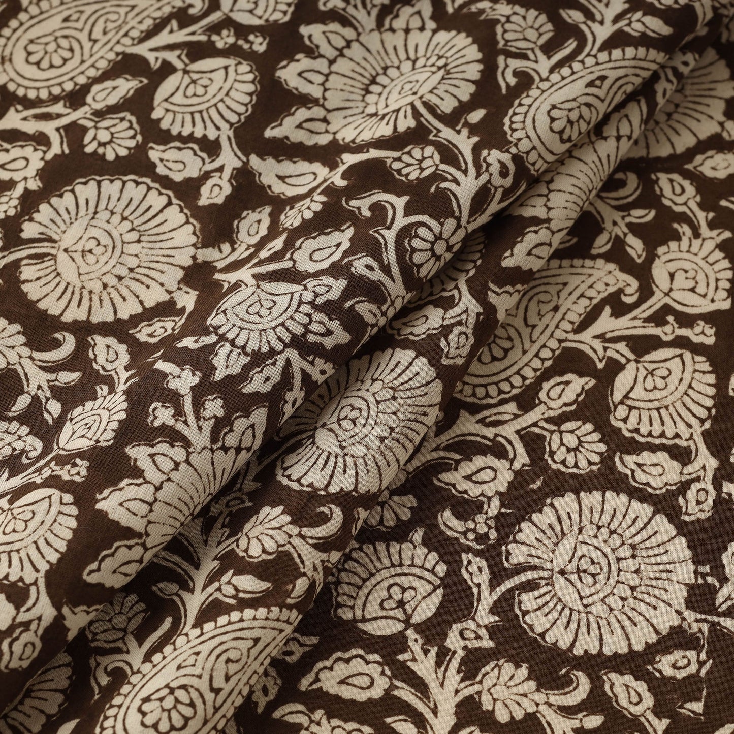Brown - natural dyed cotton hand bagh fabric 03