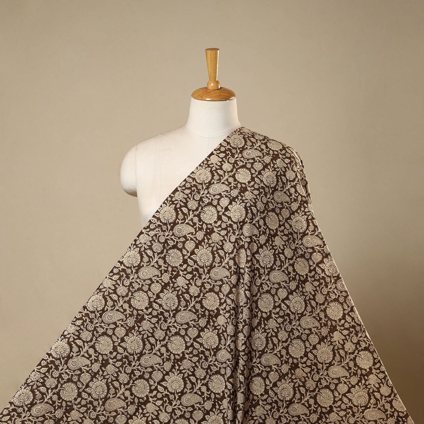 Brown - natural dyed cotton hand bagh fabric 03