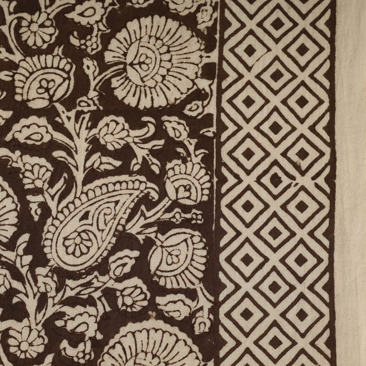 Brown - natural dyed cotton hand bagh fabric 03