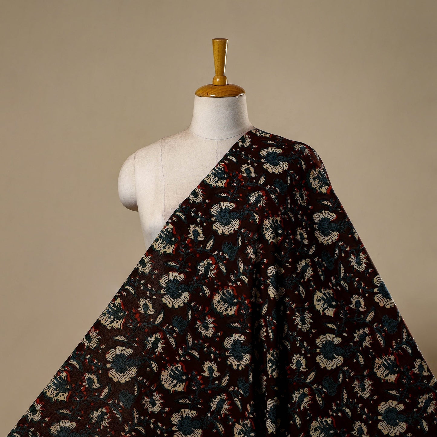 Natural dyed cotton hand jahota fabric 03 - handcrafted