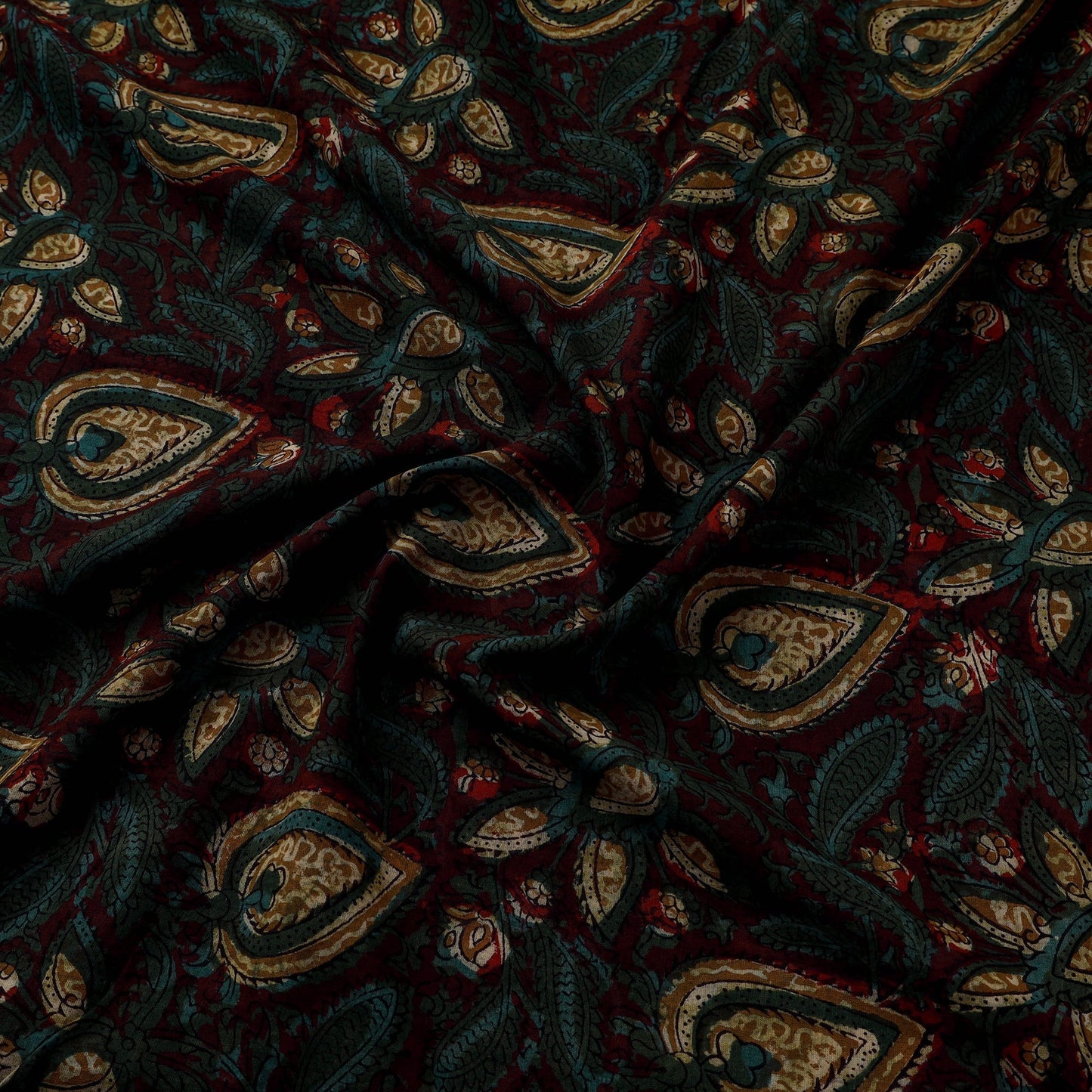 Natural dyed cotton hand jahota fabric 22 - handcrafted