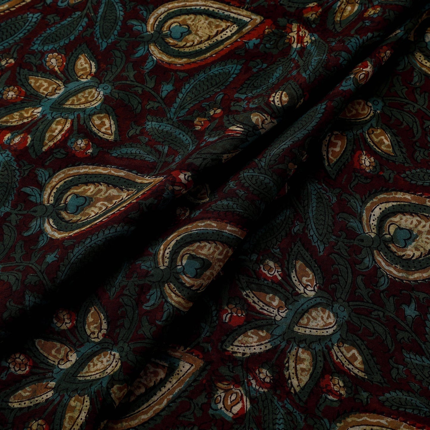 Natural dyed cotton hand jahota fabric 22 - handcrafted