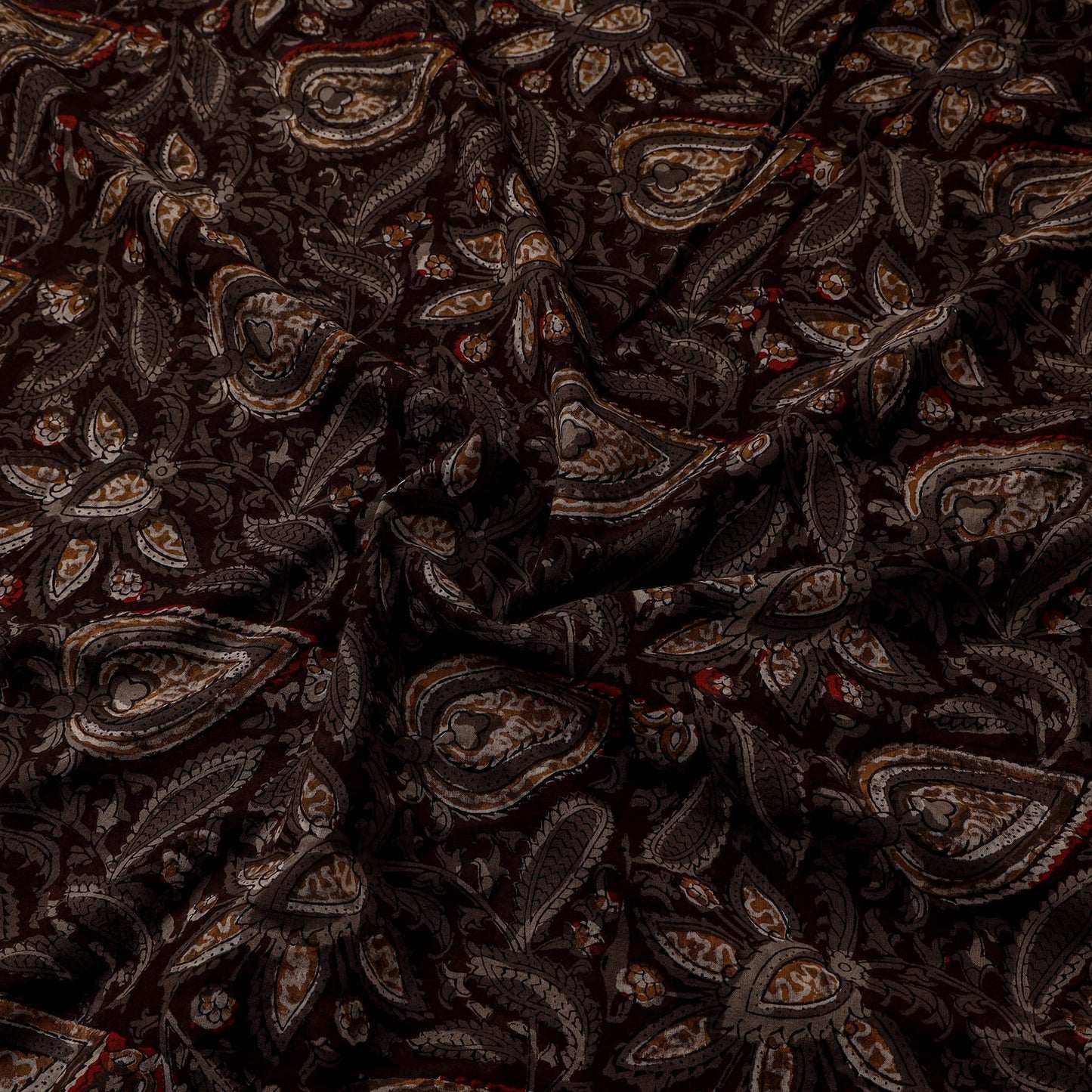 Natural dyed cotton hand jahota fabric 12 - handcrafted