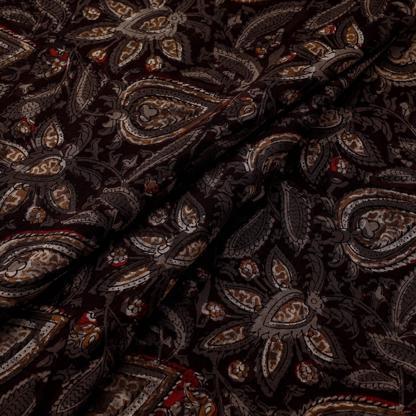 Natural dyed cotton hand jahota fabric 12 - handcrafted