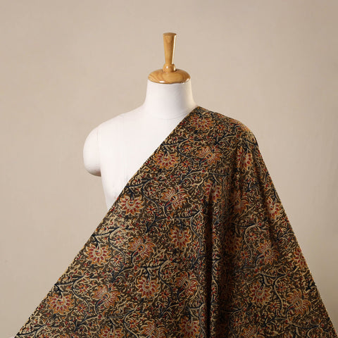 Brown - natural dyed cotton kalamkari fabric 11