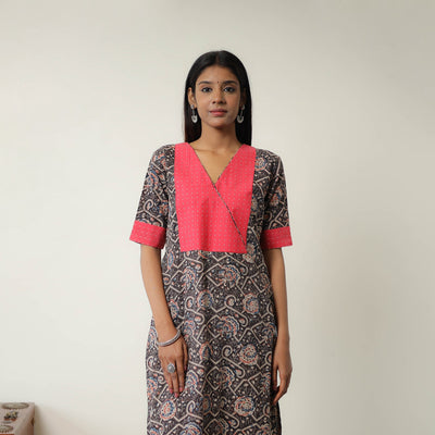 Natural Dyed Block Print Cotton Kalamkari Kurta for Women