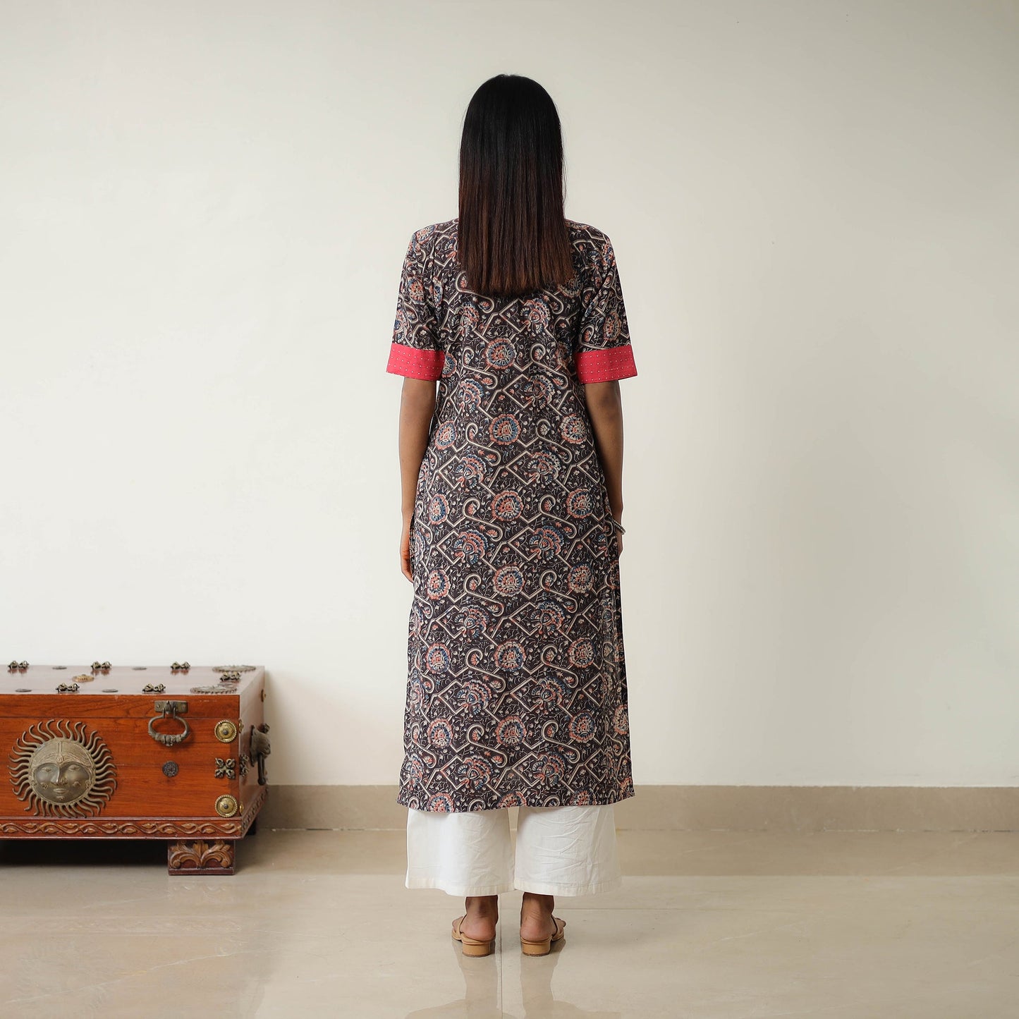 Natural Dyed Block Print Cotton Kalamkari Kurta for Women