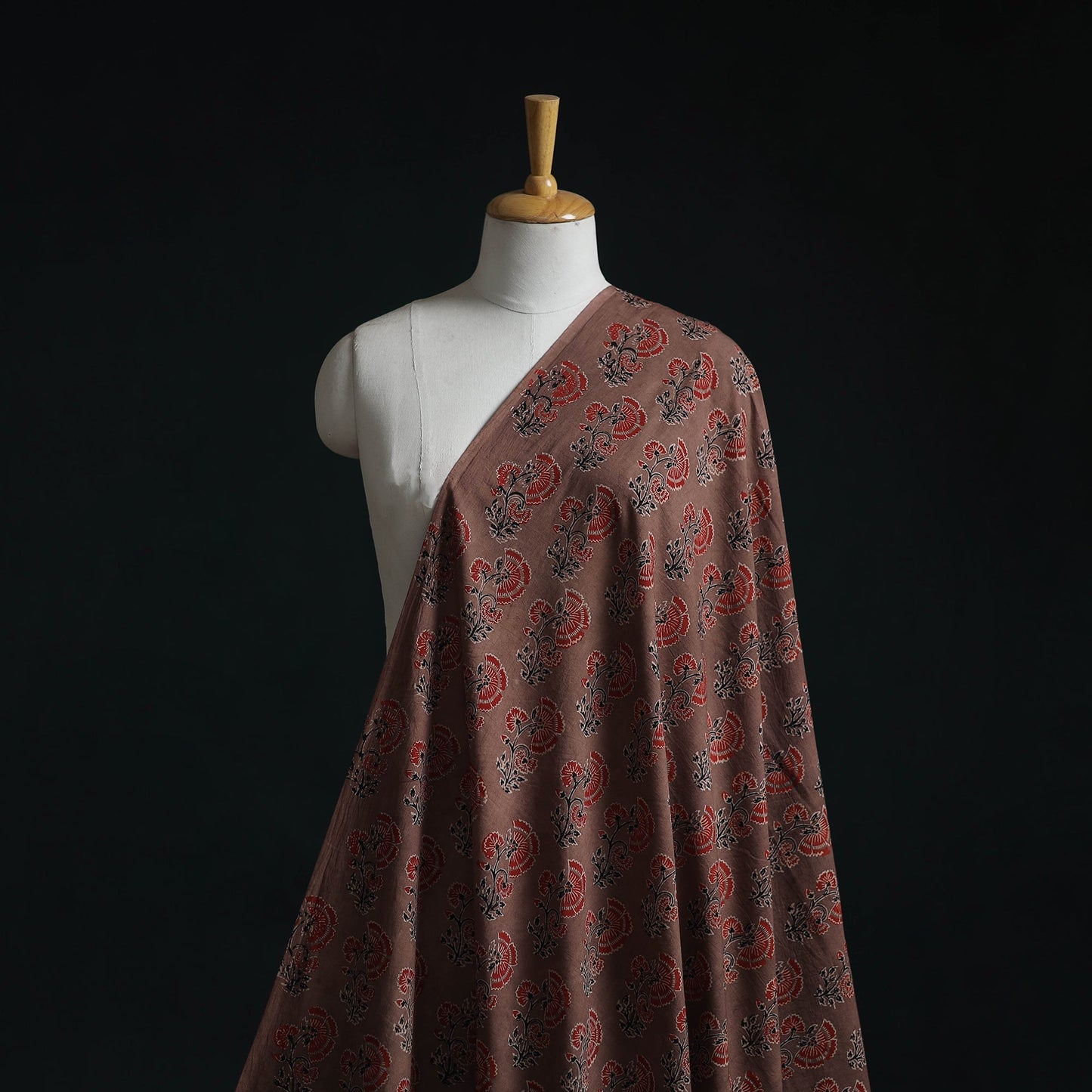 Natural dyed cotton kutch hand block ajrakh print fabric 03
