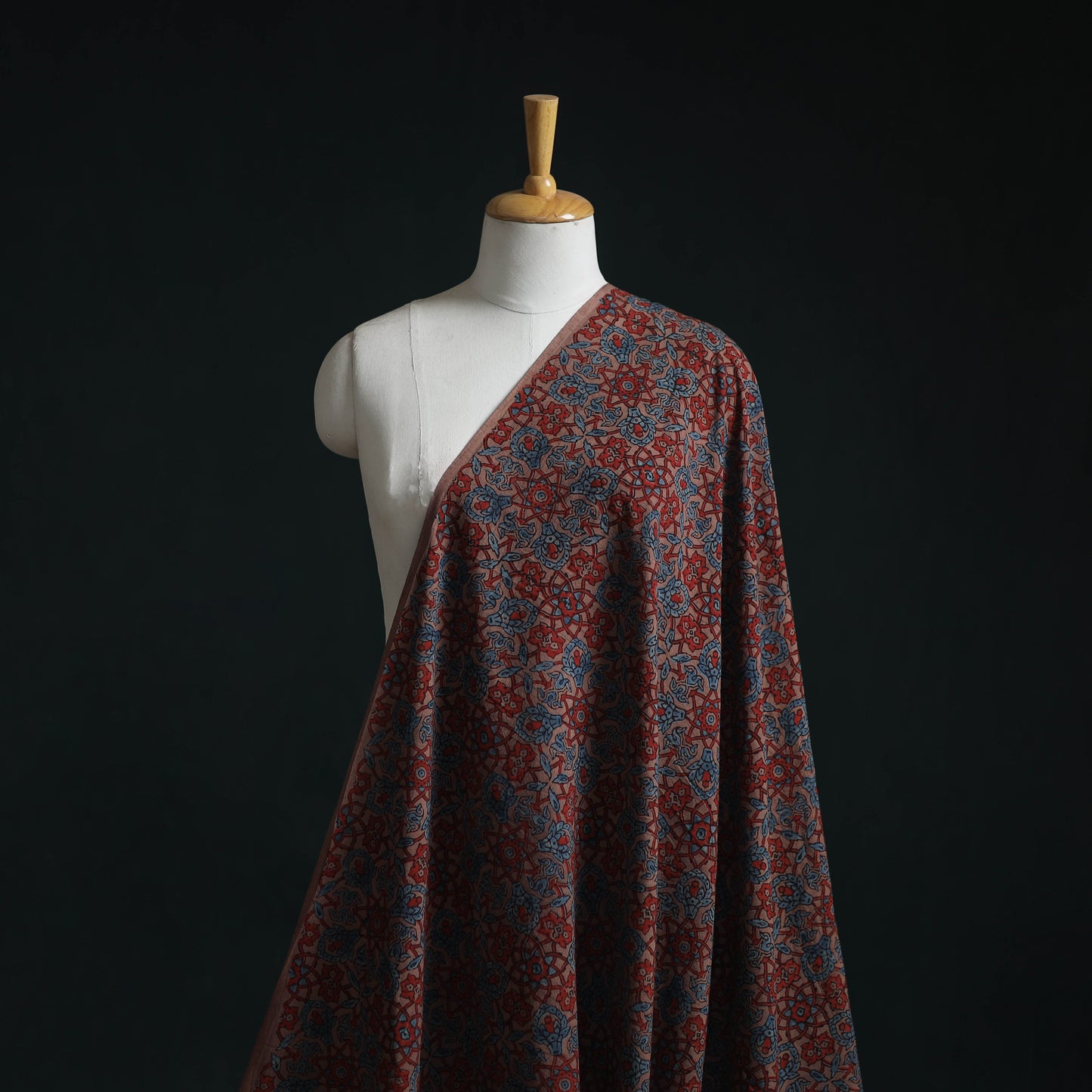 Natural dyed cotton kutch hand block ajrakh print fabric 08
