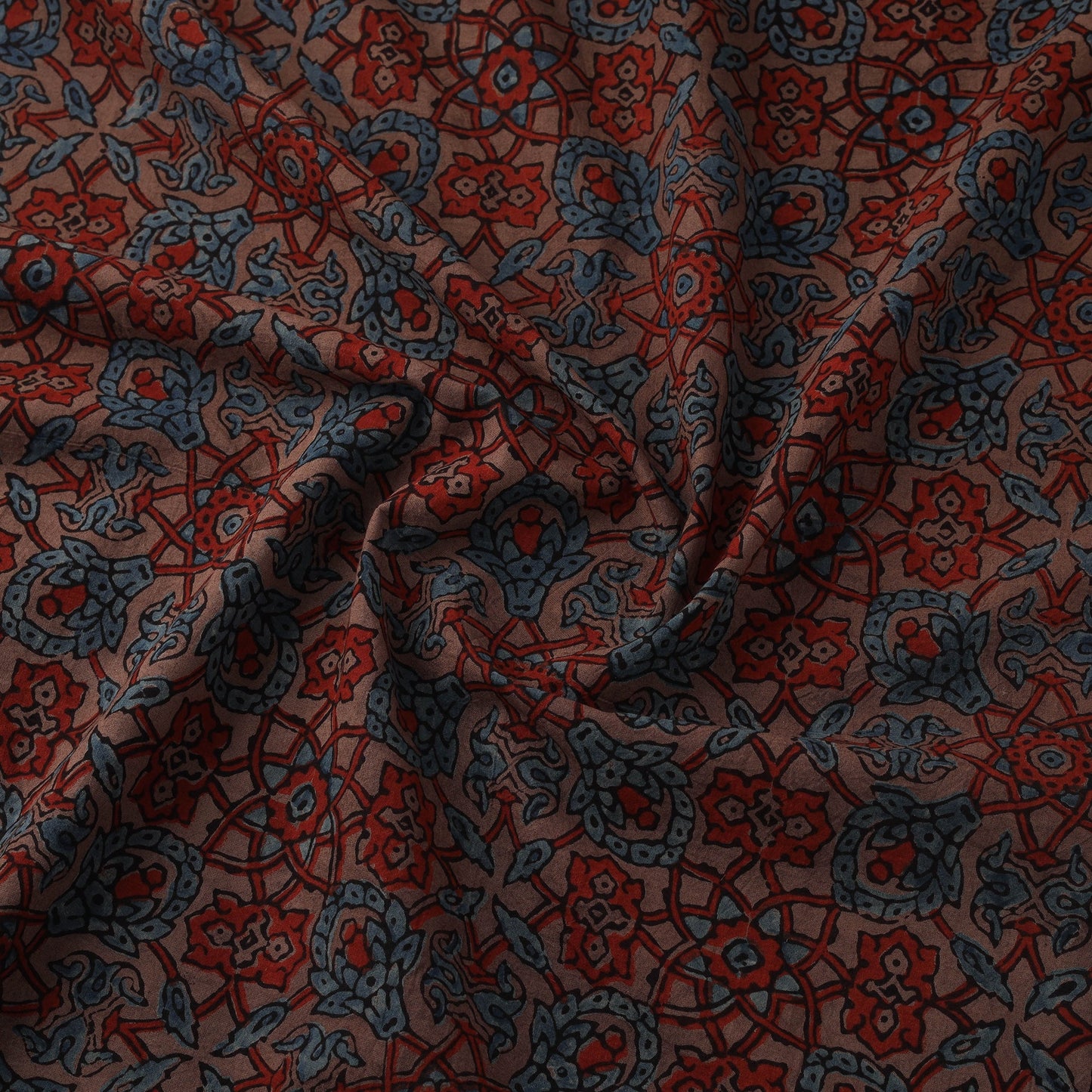 Natural dyed cotton kutch hand block ajrakh print fabric 08