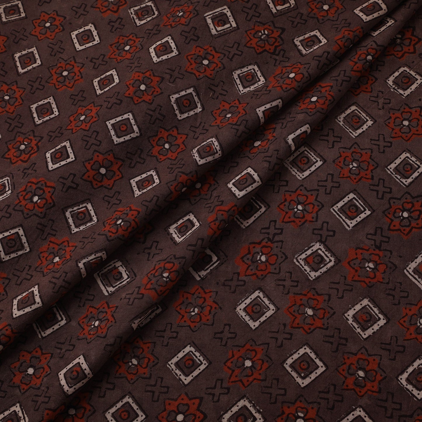 Natural dyed cotton kutch hand block ajrakh print fabric 27