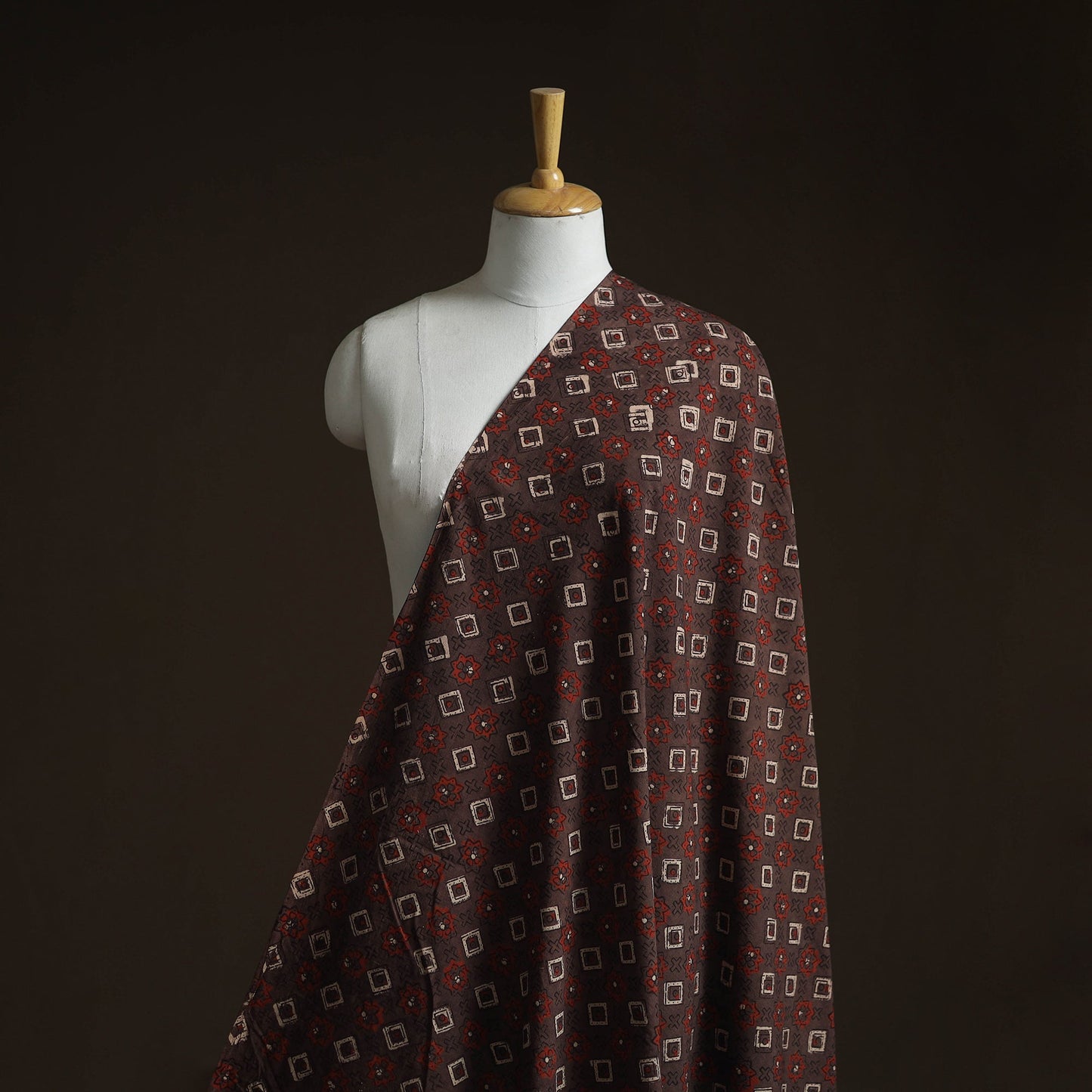 Natural dyed cotton kutch hand block ajrakh print fabric 27