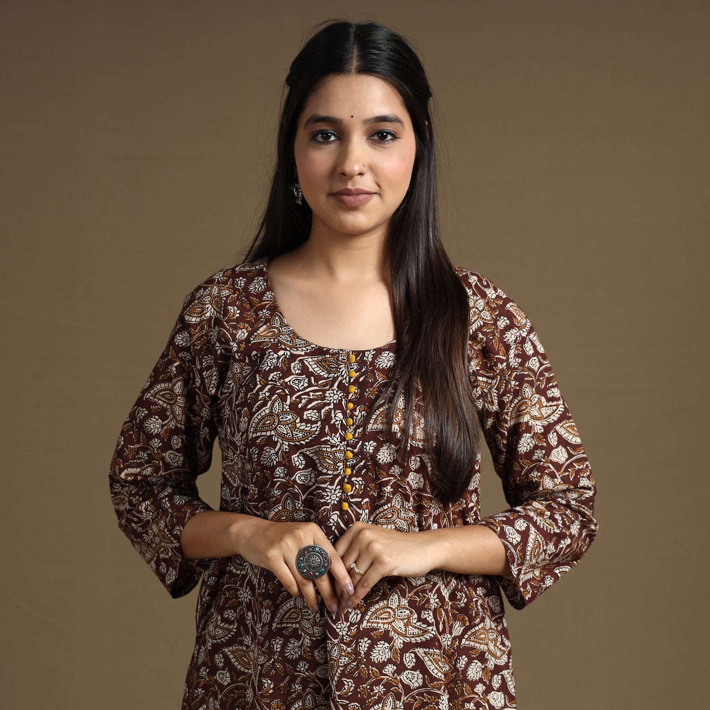 Natural Dyed Cotton A-Line Bagru Print Kurta