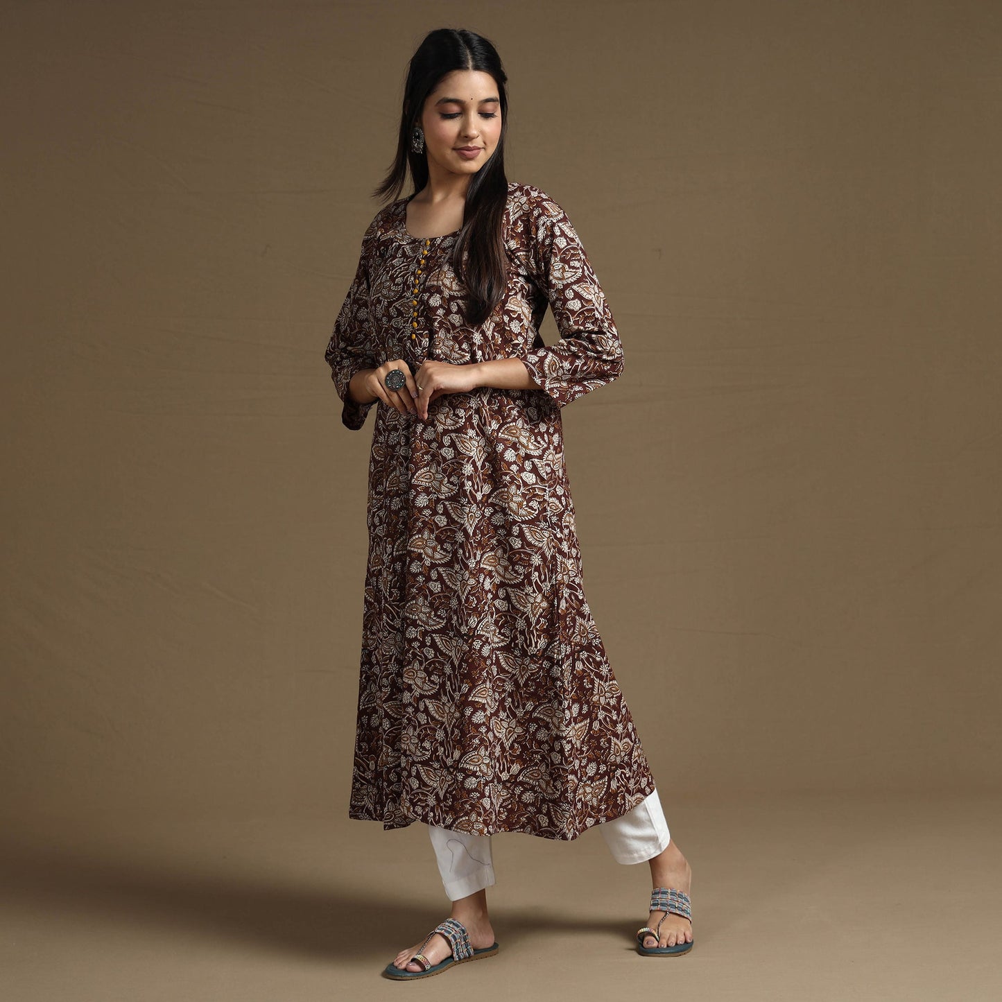 Natural Dyed Cotton A-Line Bagru Print Kurta