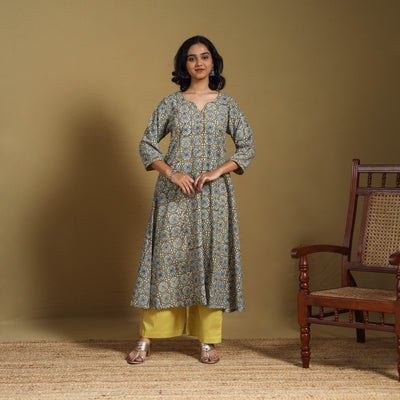 Brown - natural dyed cotton a-line hand kurta 02