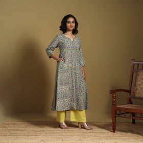 Brown - natural dyed cotton a-line hand kurta 02