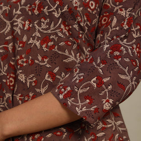 Brown Block Print Natural Dyed Cotton A-Line Ajrakh Kurta