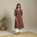 Brown Block Print Natural Dyed Cotton A-Line Ajrakh Kurta