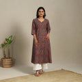 Brown Block Print Natural Dyed Cotton A-Line Ajrakh Kurta