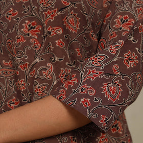 Brown Block Print Natural Dyed Cotton A-Line Ajrakh Kurta