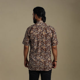 Brown - natural dyed cotton men half sleeve bagru shirt 05