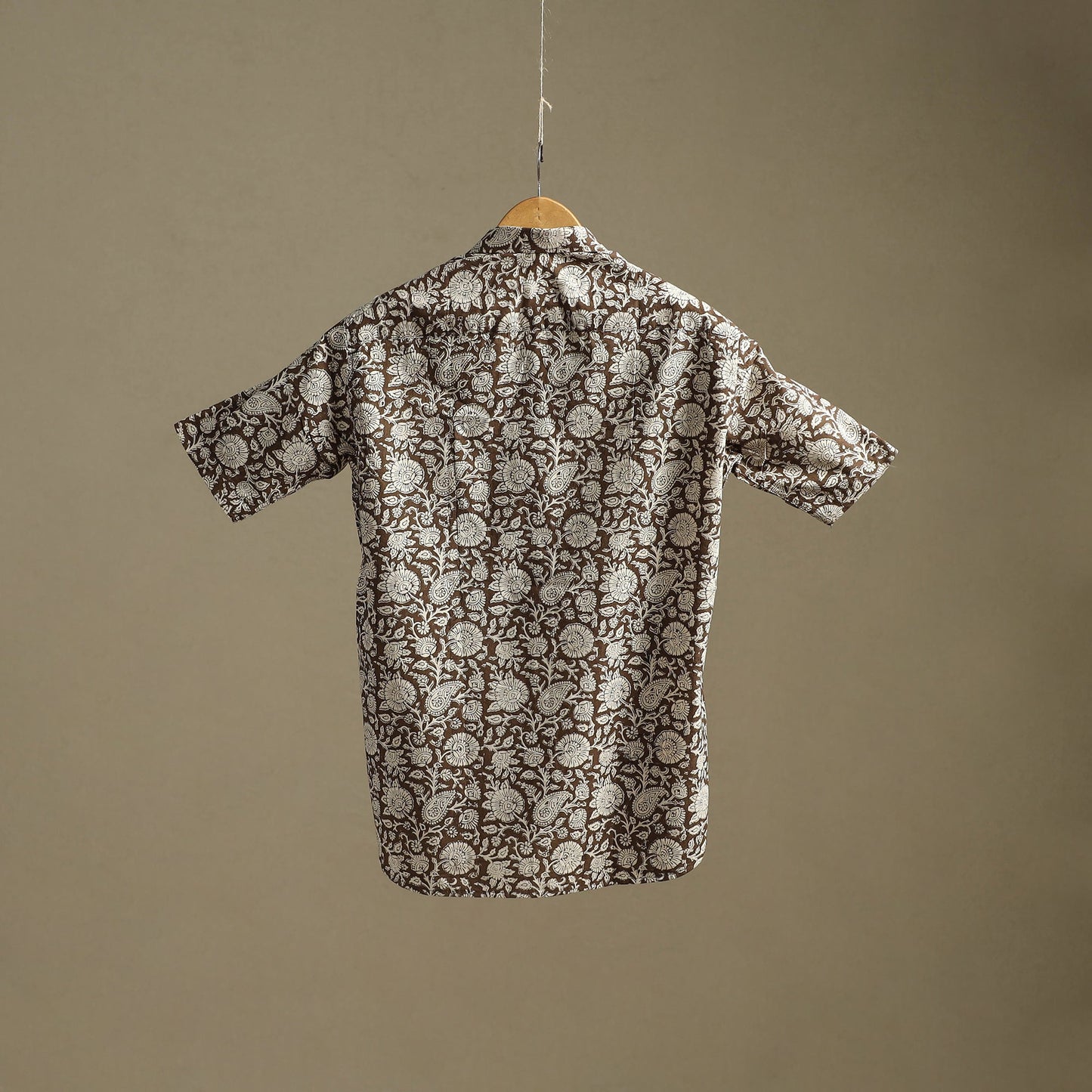 Natural dyed cotton men half sleeve hand bagh shirt 07