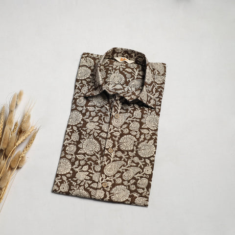 Natural dyed cotton men half sleeve hand bagh shirt 07