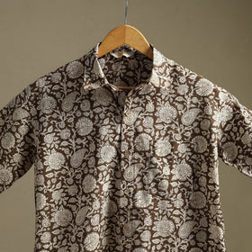 Natural dyed cotton men half sleeve hand bagh shirt 07