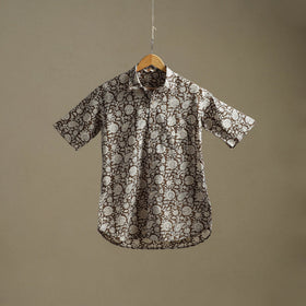 Natural dyed cotton men half sleeve hand bagh shirt 07