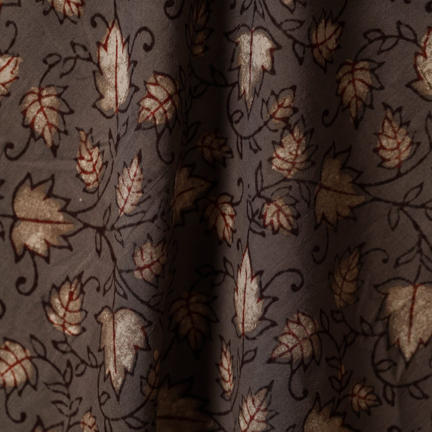 Brown - natural dyed cotton nandana fabric 05 - handcrafted