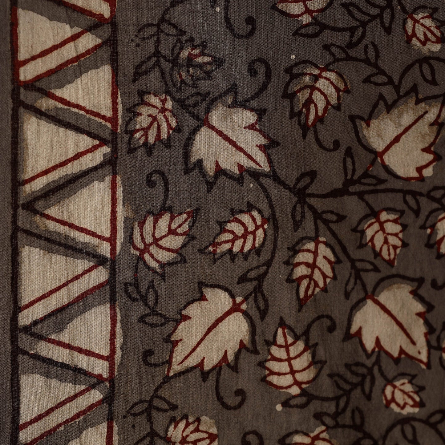 Brown - natural dyed cotton nandana fabric 05 - handcrafted