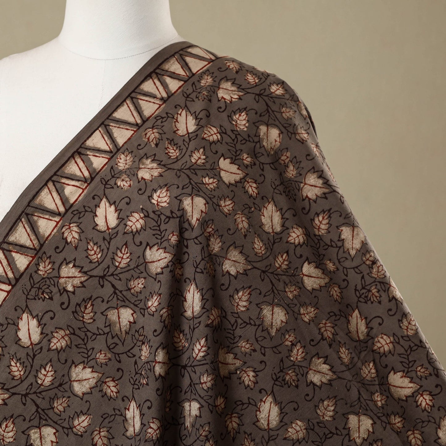 Brown - natural dyed cotton nandana fabric 05 - handcrafted