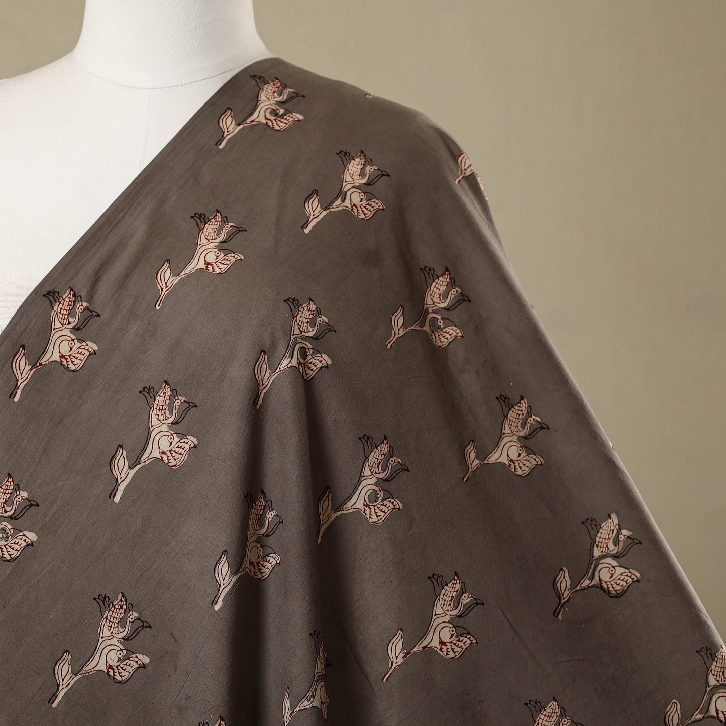 Brown - natural dyed cotton nandana fabric 06 - handcrafted