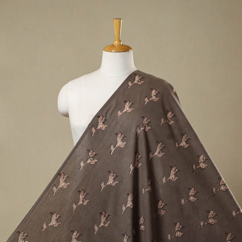 Brown - natural dyed cotton nandana fabric 06 - handcrafted