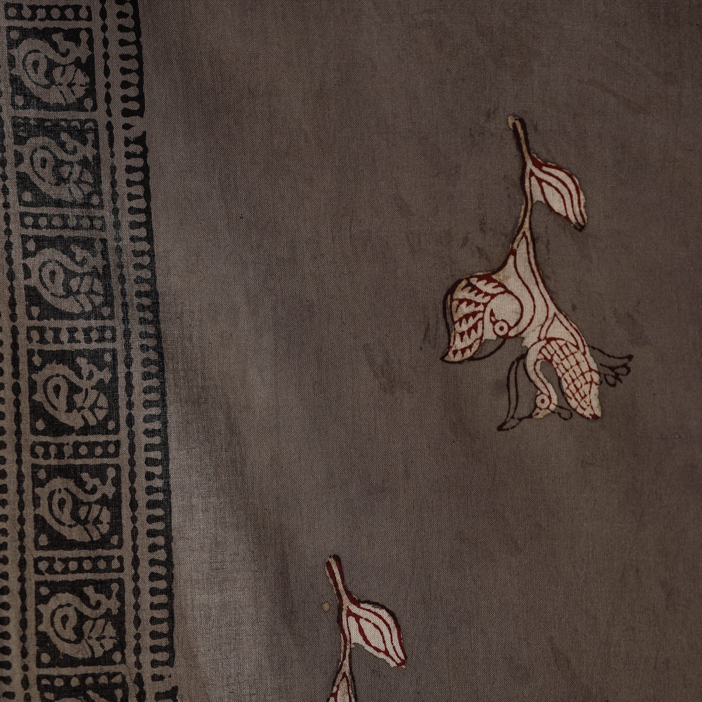 Brown - natural dyed cotton nandana fabric 06 - handcrafted