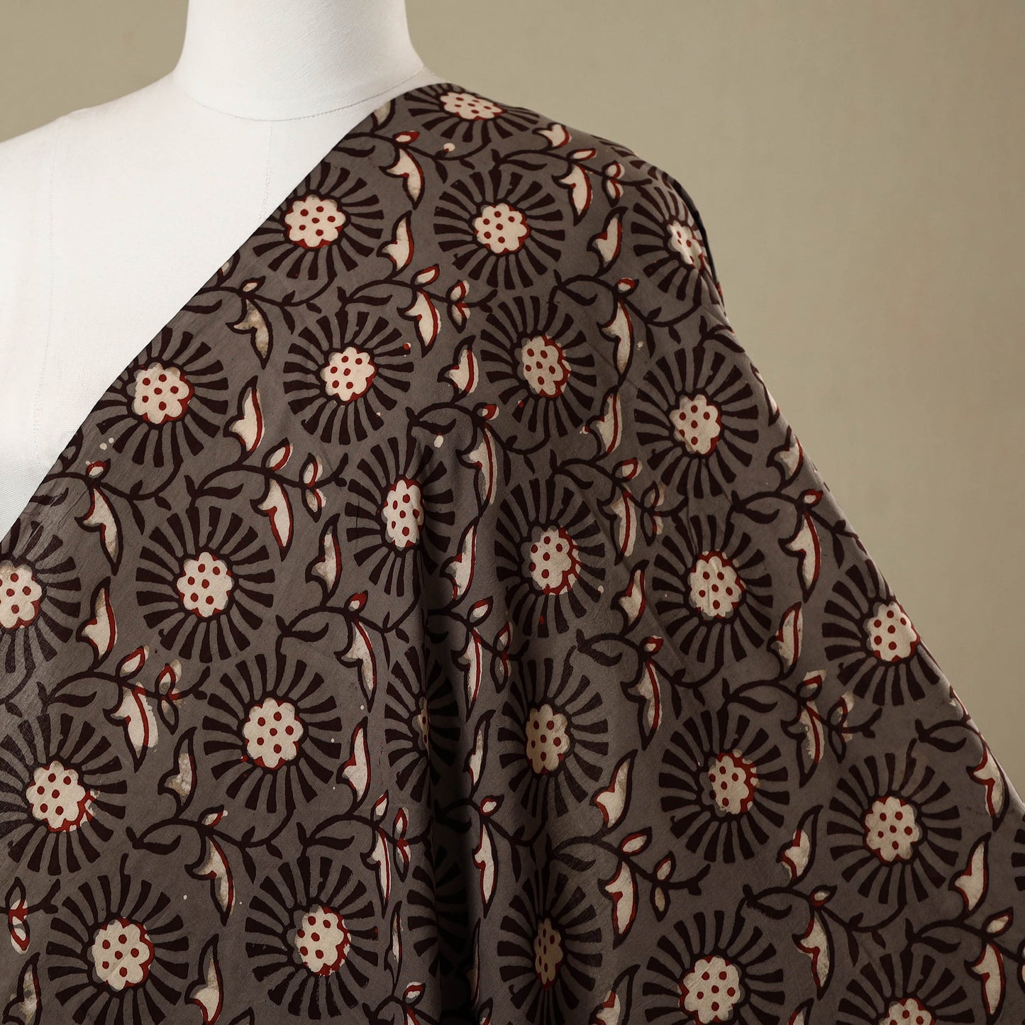 Brown - natural dyed cotton nandana fabric 07 - handcrafted