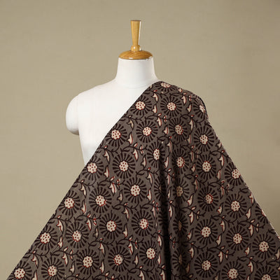 Brown - natural dyed cotton nandana fabric 07 - handcrafted