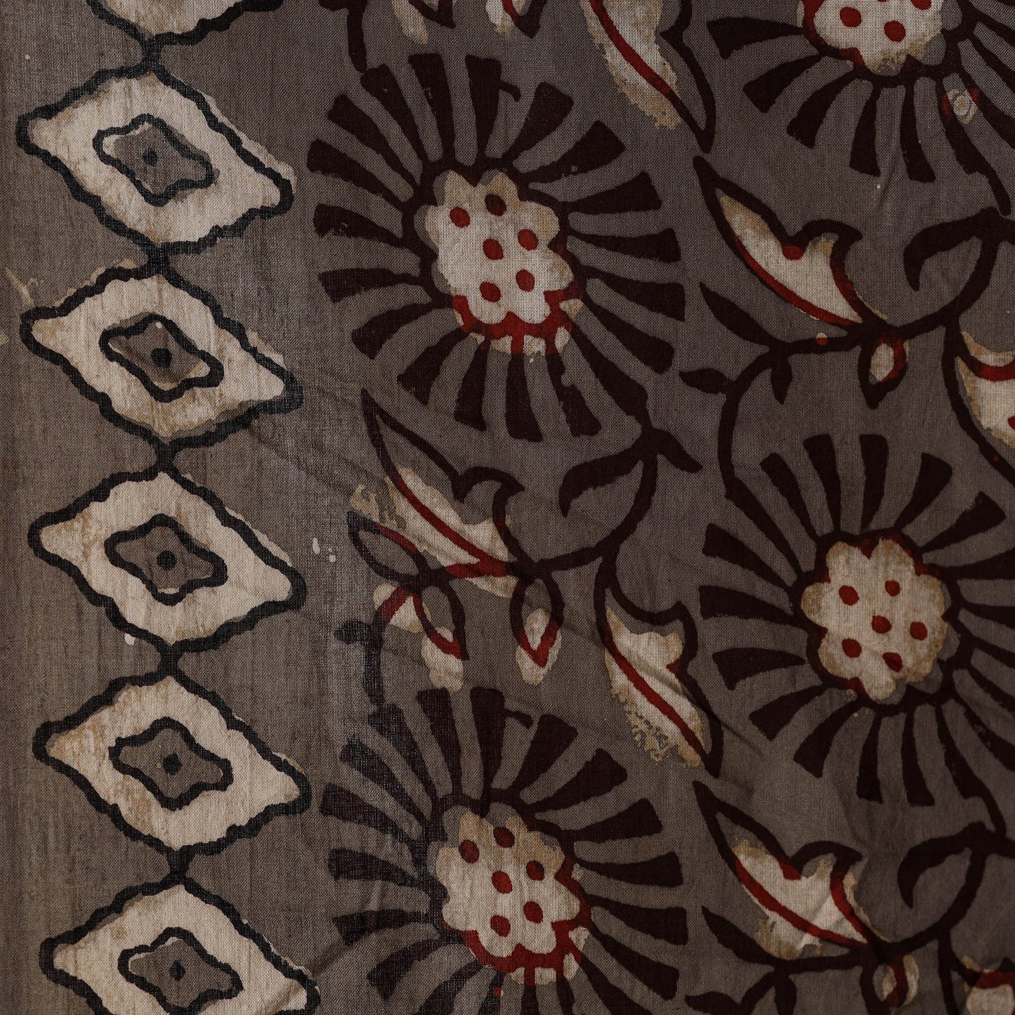 Brown - natural dyed cotton nandana fabric 07 - handcrafted