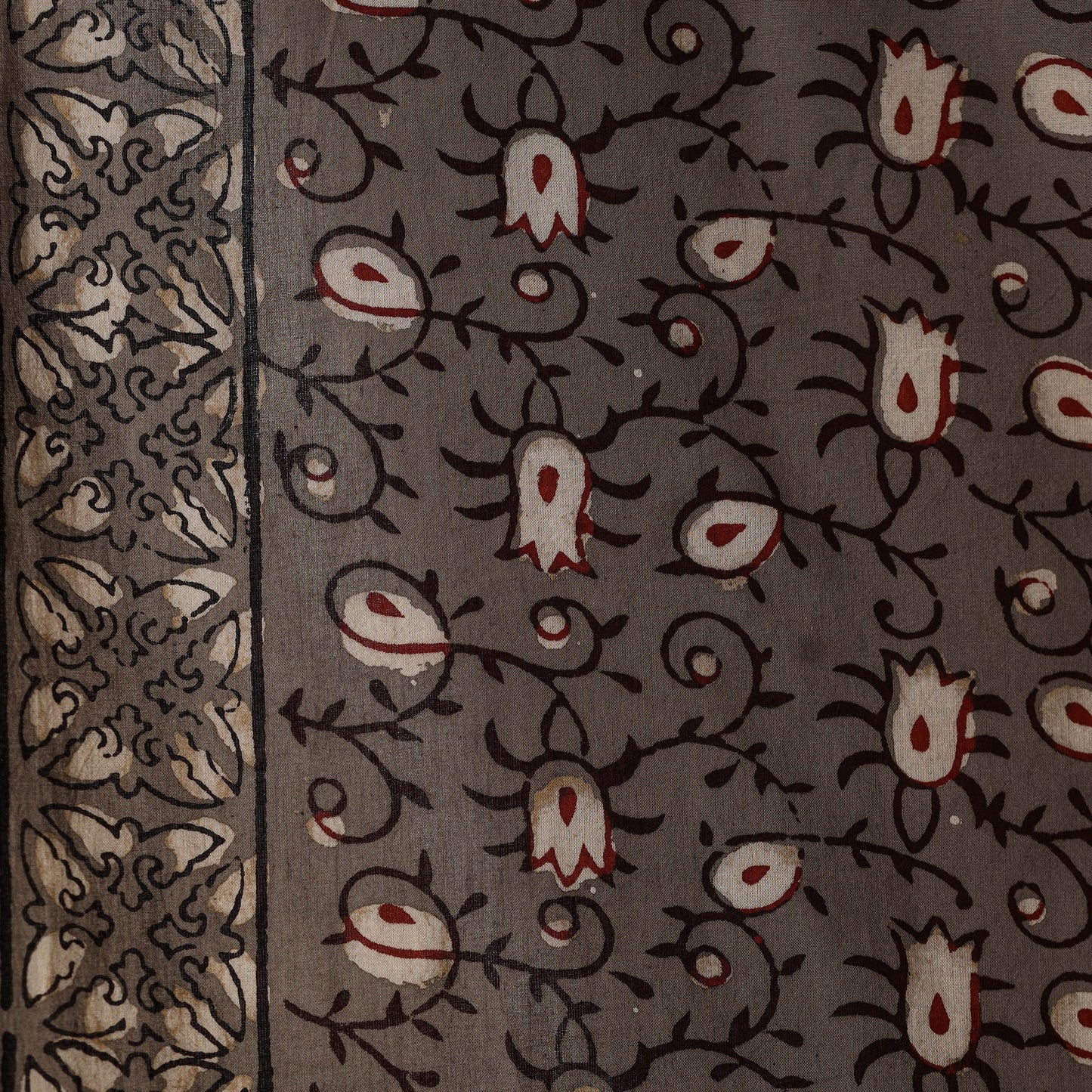 Brown - natural dyed cotton nandana fabric 08 - handcrafted