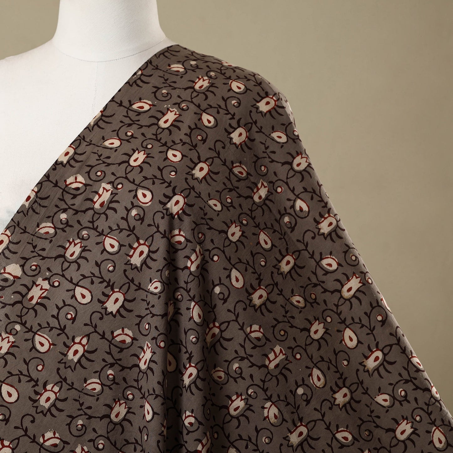 Brown - natural dyed cotton nandana fabric 08 - handcrafted