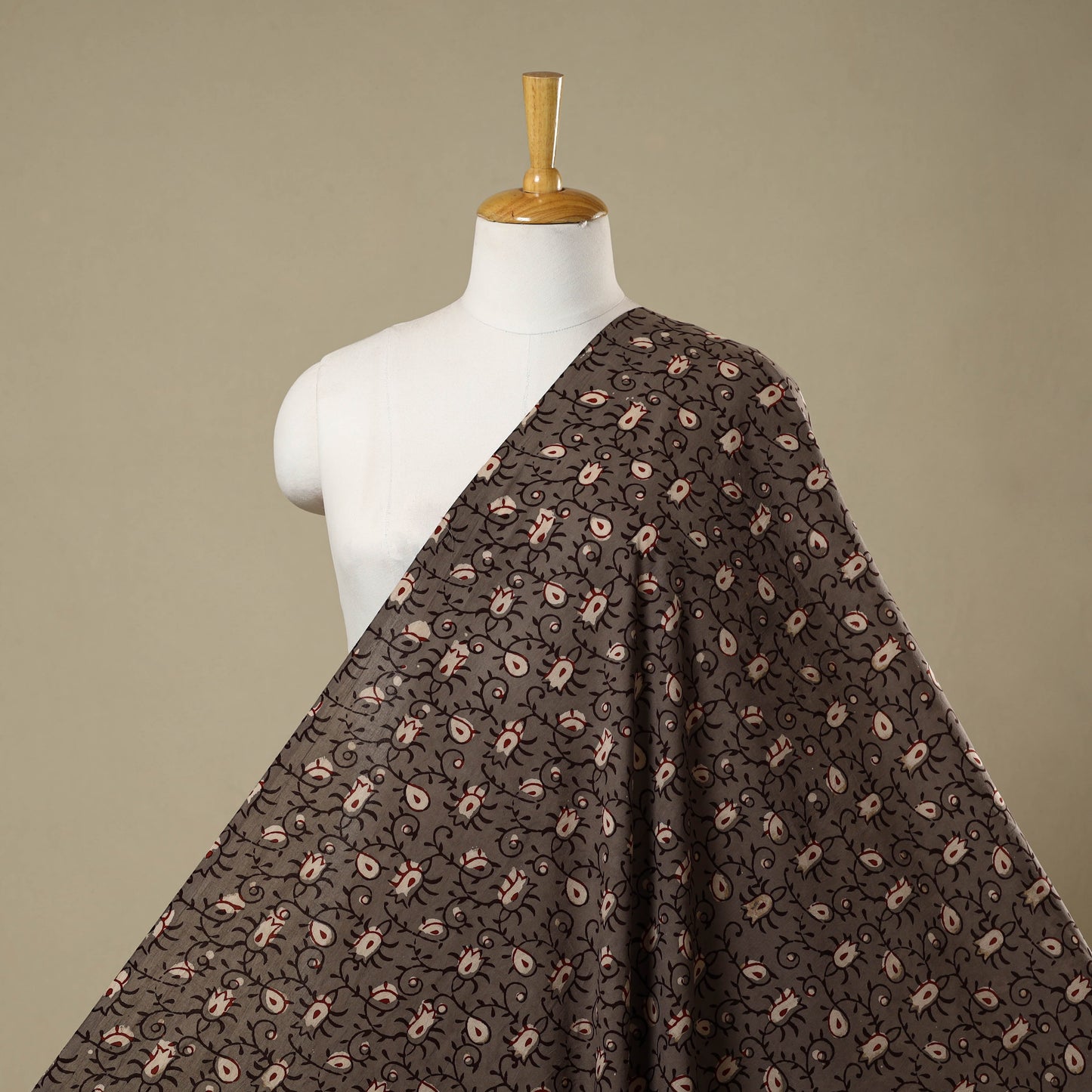 Brown - natural dyed cotton nandana fabric 08 - handcrafted