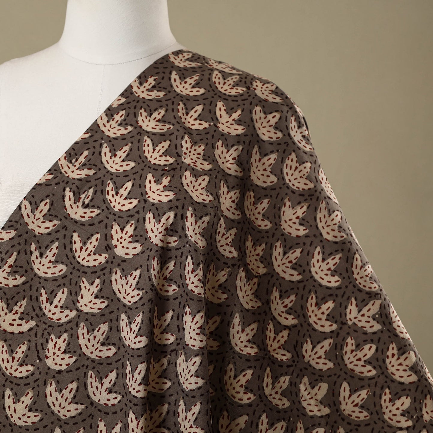 Brown - natural dyed cotton nandana fabric 09 - handcrafted