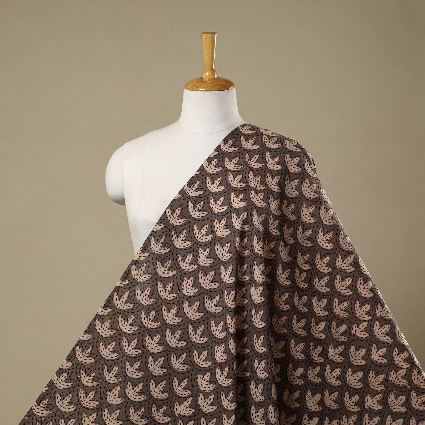 Brown - natural dyed cotton nandana fabric 09 - handcrafted