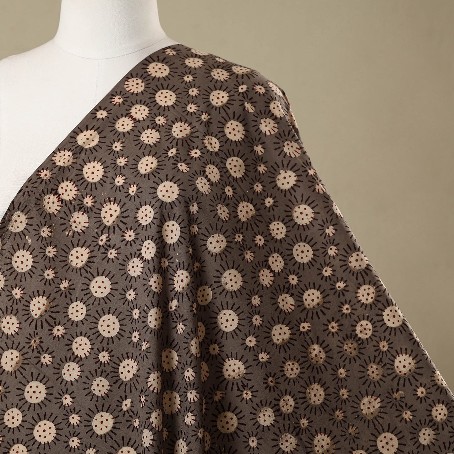 Brown - natural dyed cotton nandana fabric 10 - handcrafted