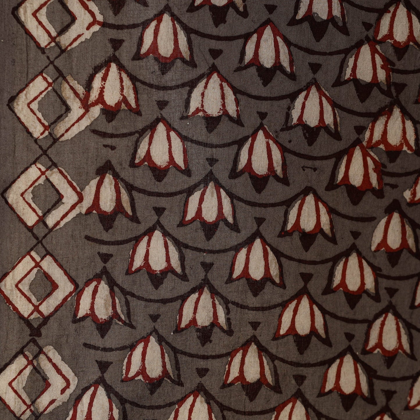 Brown - natural dyed cotton nandana fabric 11 - handcrafted